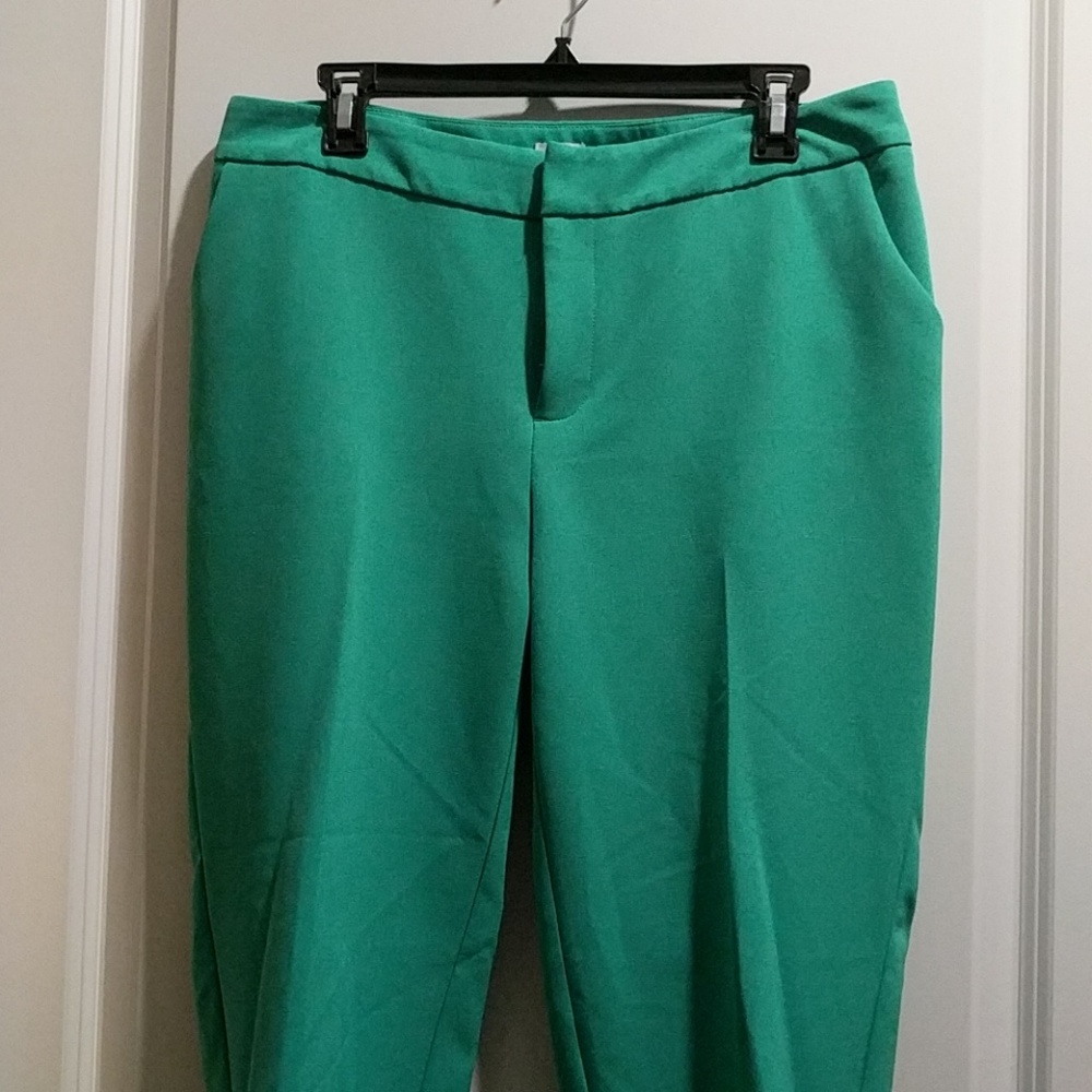 Teal straight leg, high rise, dress pants